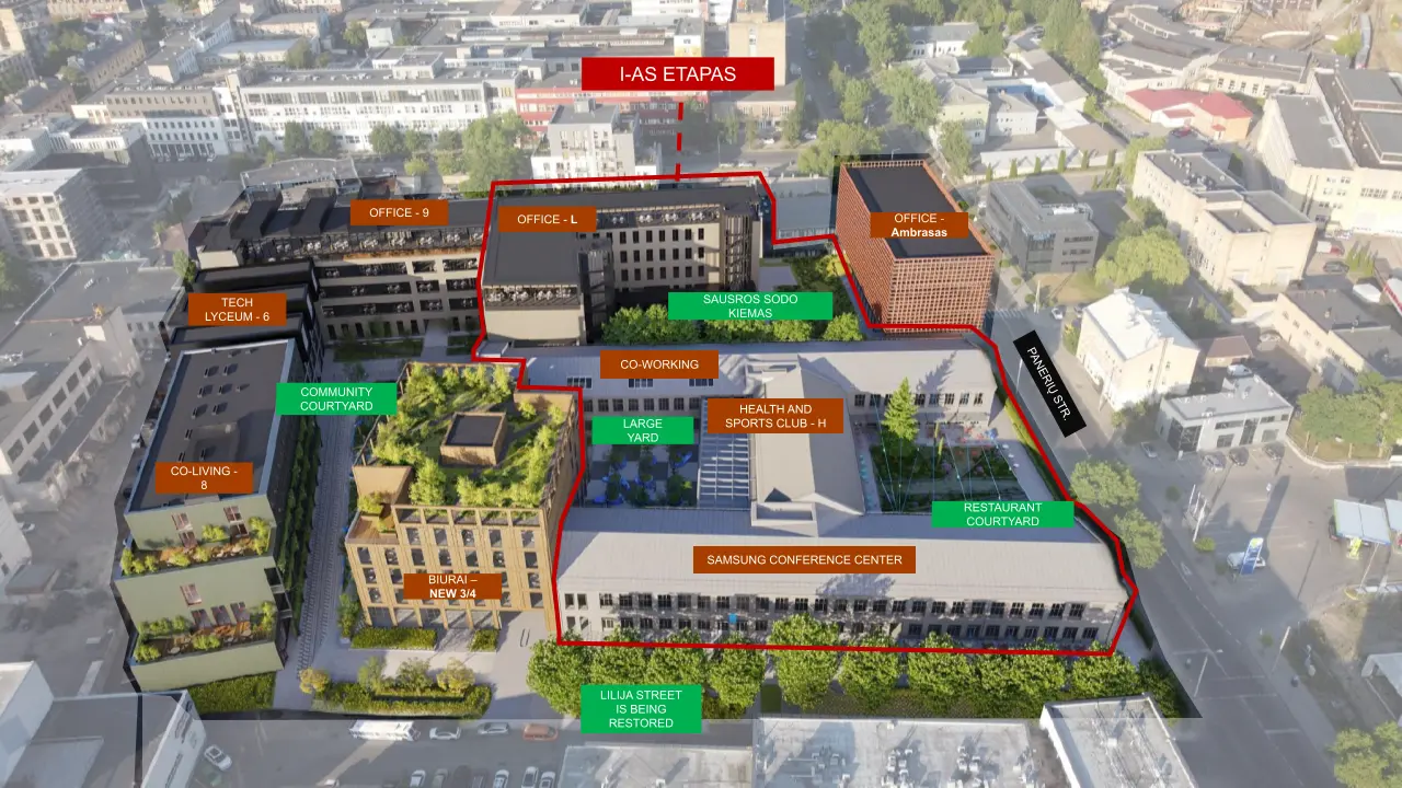 Tech Zity Vilnius I etapo rekonstruoti pastatai