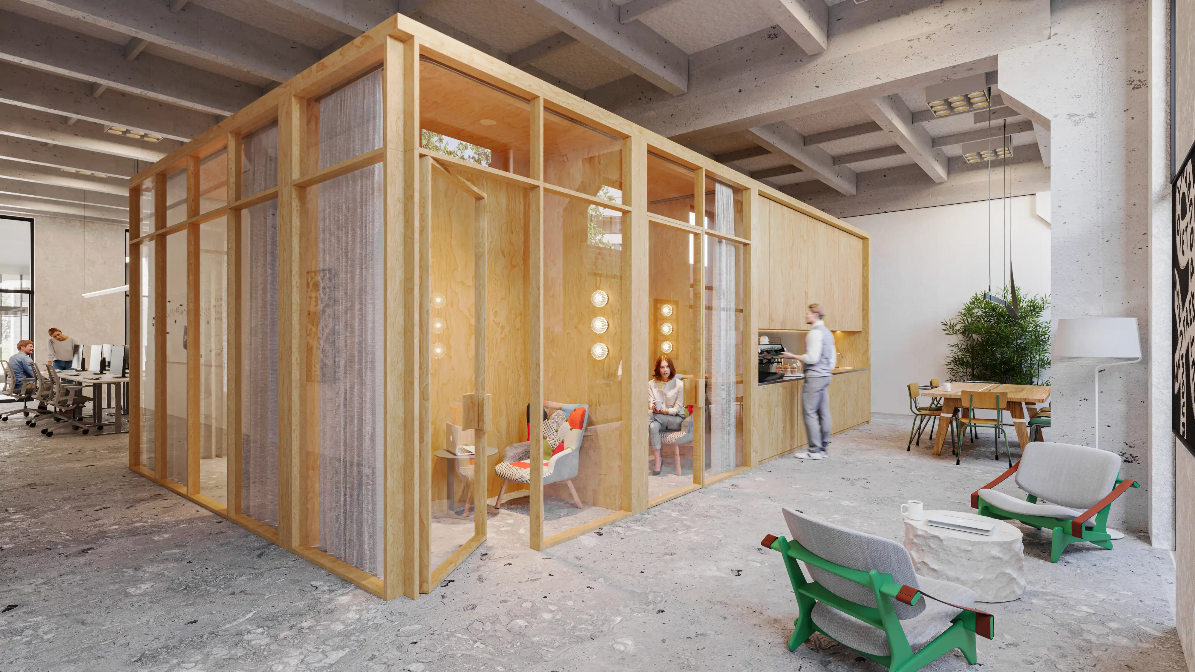 Biuro erdvė Tech Zity Vilnius su fabriko konstrukcijomis (1)